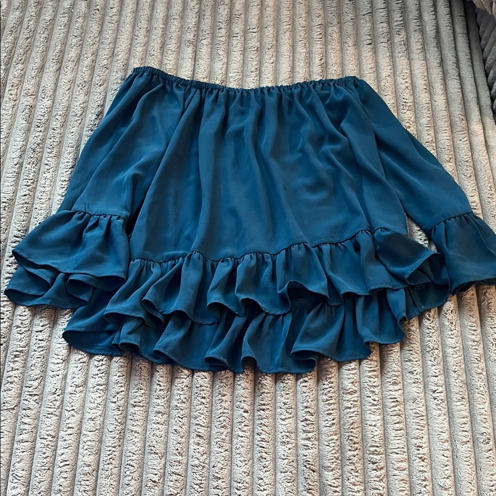 Gianni Bini Teal Ruffled Off-Shoulder Top